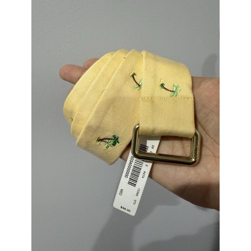 Brooks‎ Brothers Belt Yellow Tan Fabric Palm Tree Size M Unisex Men Women 37"